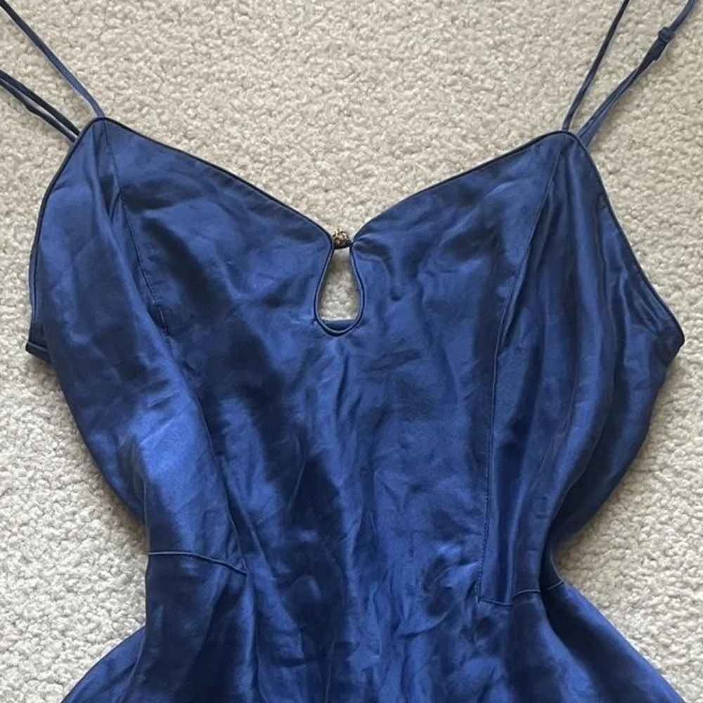 Vintage Pure Silk 1990s Victorias Secret  Royal Blue Slip Dress - Picture 6 of 16